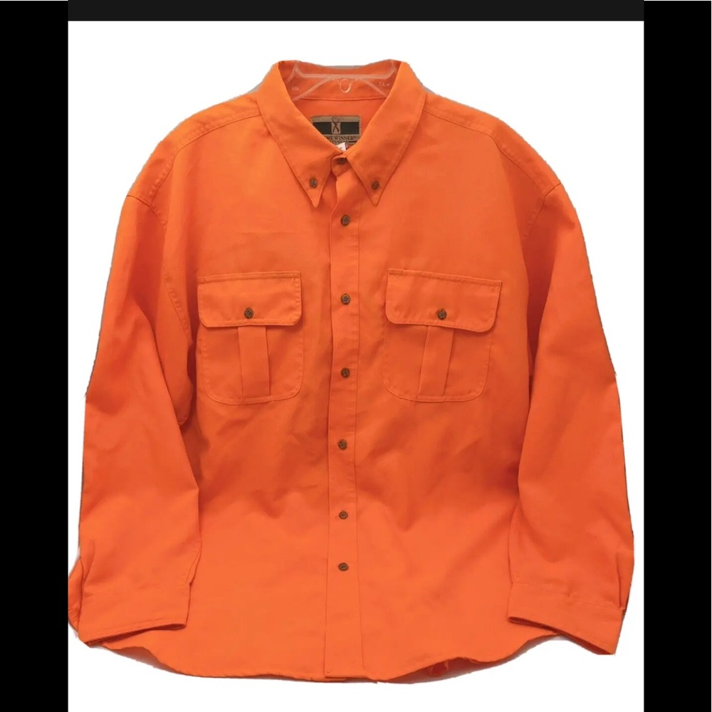 Orange Shirt Deer Hunting Outdoor Casual Game Winner Sportswear EUC Mens Sz XXL